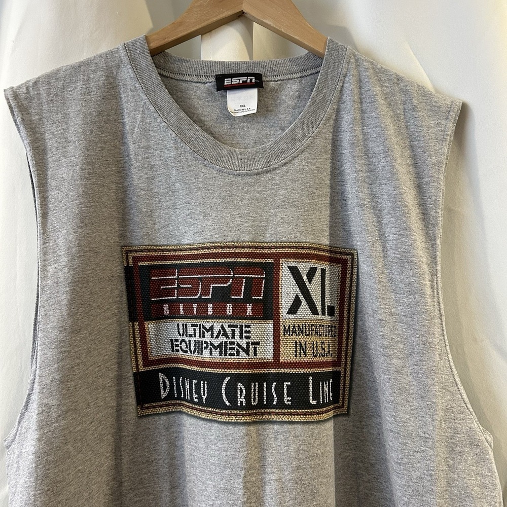 ESPN Skybox Disney Cruise Line‎ Sleeveless T Shirt Grey Size XXL Graphic Vtg - Picture 2 of 5